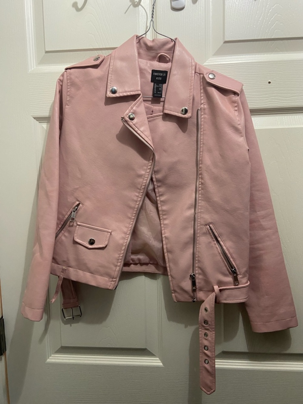 Forever 21 Blush Pink Faux Leather Moto Jacket